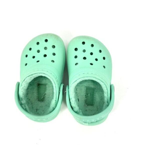 Crocs Toddler Classic Fuzzy Lined Clog Slip On Shoes Mint Green Size 5 toddler - Picture 6 of 7